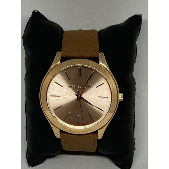 Michael Kors Runway MK3197 Unisex Brown Leather Analog Dial Quartz Watch EY180 - Picture 1 of 12
